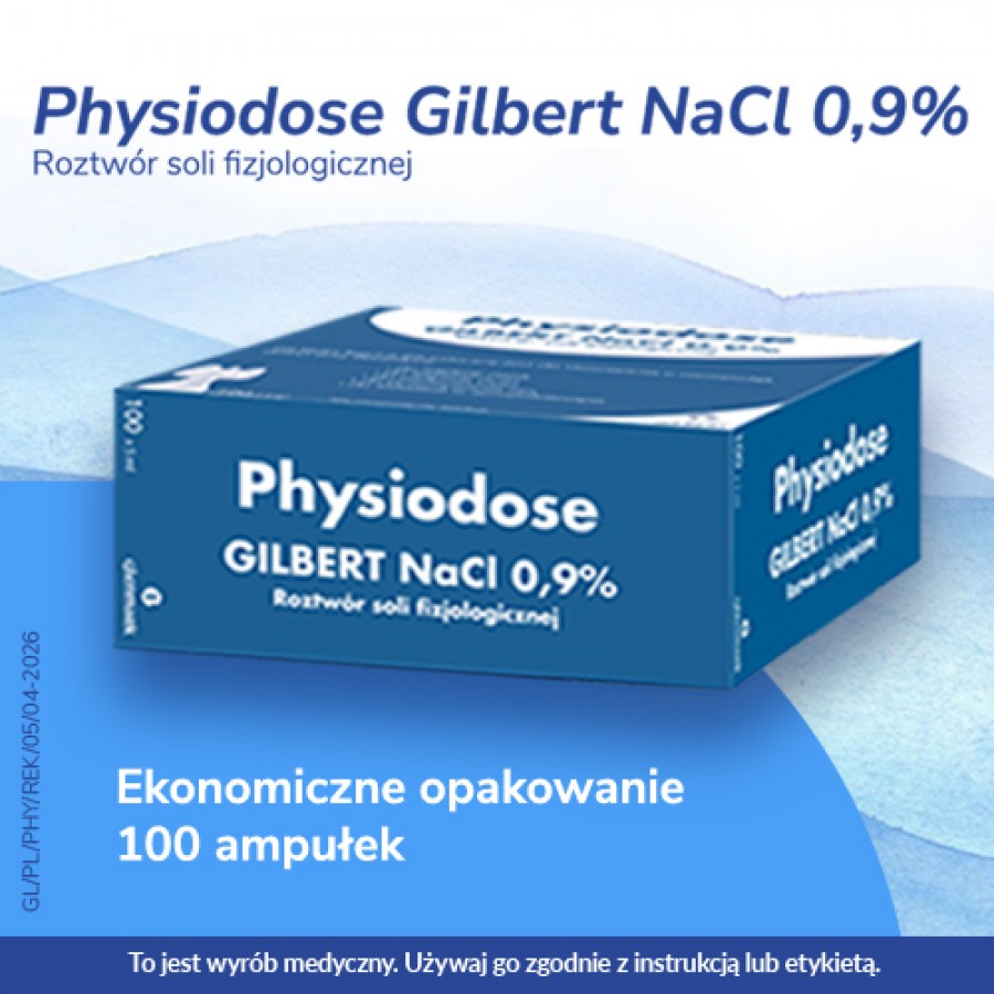 Zdjęcie produktu - 3 Gilbert NaCl 0,9% Roztw&oacute;r soli fizjologicznej - 100x5ml