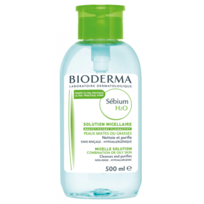 Miniaturka artykułu - #0 BIODERMA SEBIUM H2O Płyn micelarny z dozownikiem, 500ml