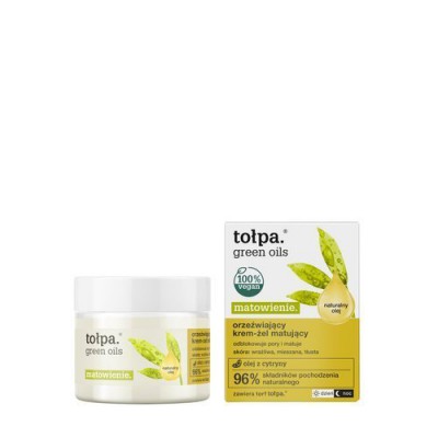 Miniaturka artykułu - #0 TOŁPA Green oils matowienie orzeźwiający krem - żel matujący olej z cytryny, 50 ml