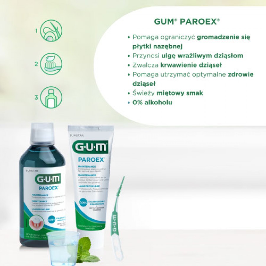 Miniaturka artykułu - #1 Sunstar GUM Paroex 0,06% Płyn do płukania jamy ustnej, 500 ml