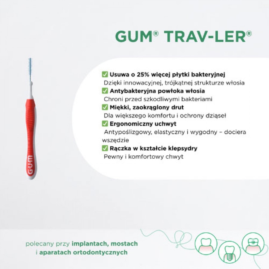Miniaturka artykułu - #1 Sunstar GUM Trav-Ler Szczoteczki międzyzębowe 1,2mm (fioletowe 1512), 6 szt.