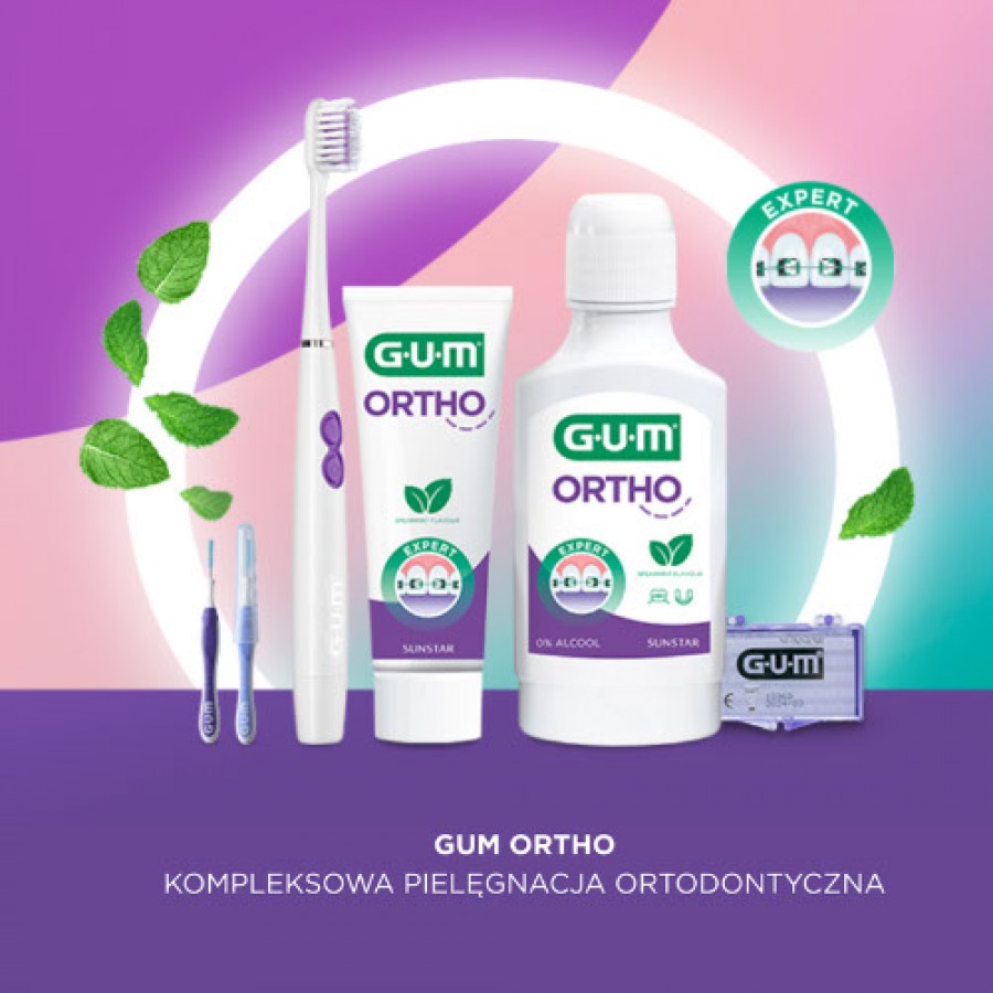 Zdjęcie produktu - 3 Sunstar GUM Ortho Nić dentystyczna dla os&oacute;b z aparatem ortodontycznym, 50 odcink&oacute;w