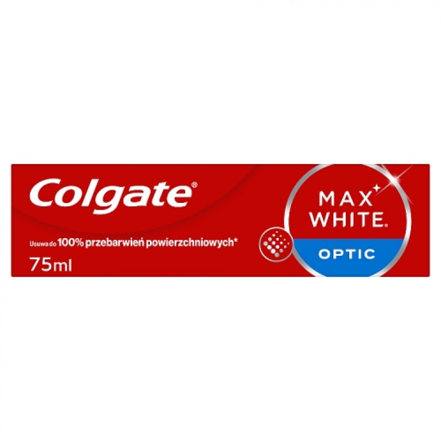 Zdjęcie produktu - 1 Colgate Max White Optic Wybielająca pasta do zęb&oacute;w, 75 ml