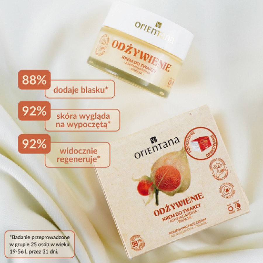 Miniaturka artykułu - #1 Orientana Naturalny odżywczy krem do twarzy Ashwagandha i Papaja, 40 ml