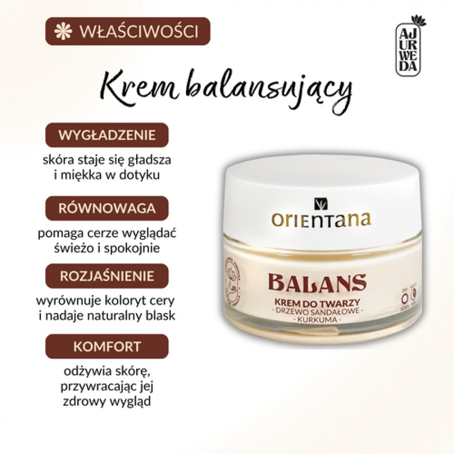 Miniaturka artykułu - #0 Orientana Naturalny krem do twarzy Drzewo Sandałowe i Kurkuma, 50 ml
