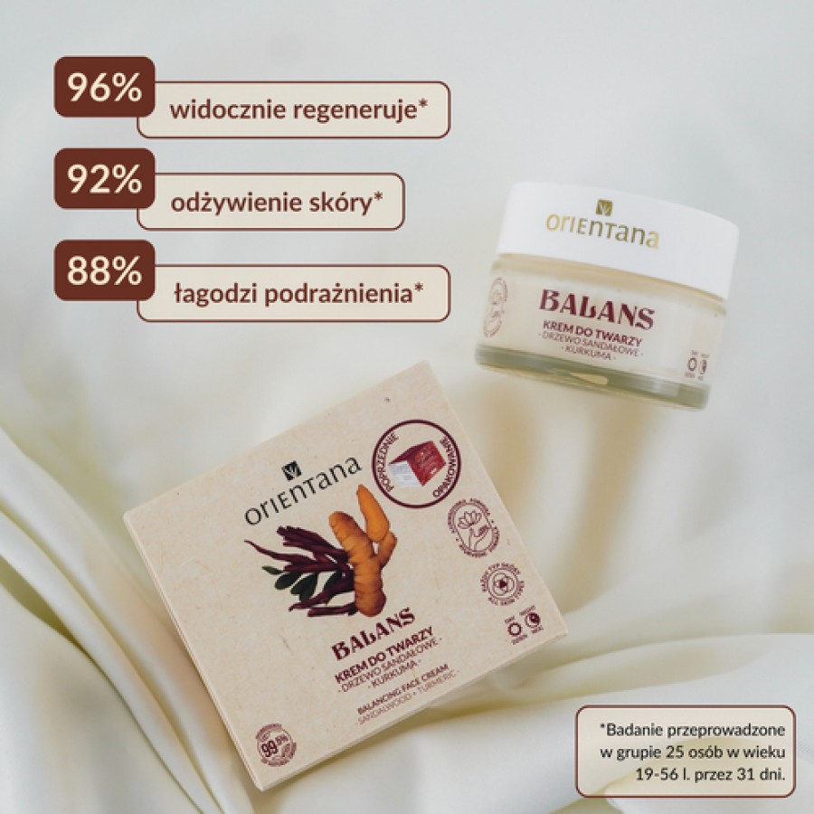 Miniaturka artykułu - #1 Orientana Naturalny krem do twarzy Drzewo Sandałowe i Kurkuma, 50 ml