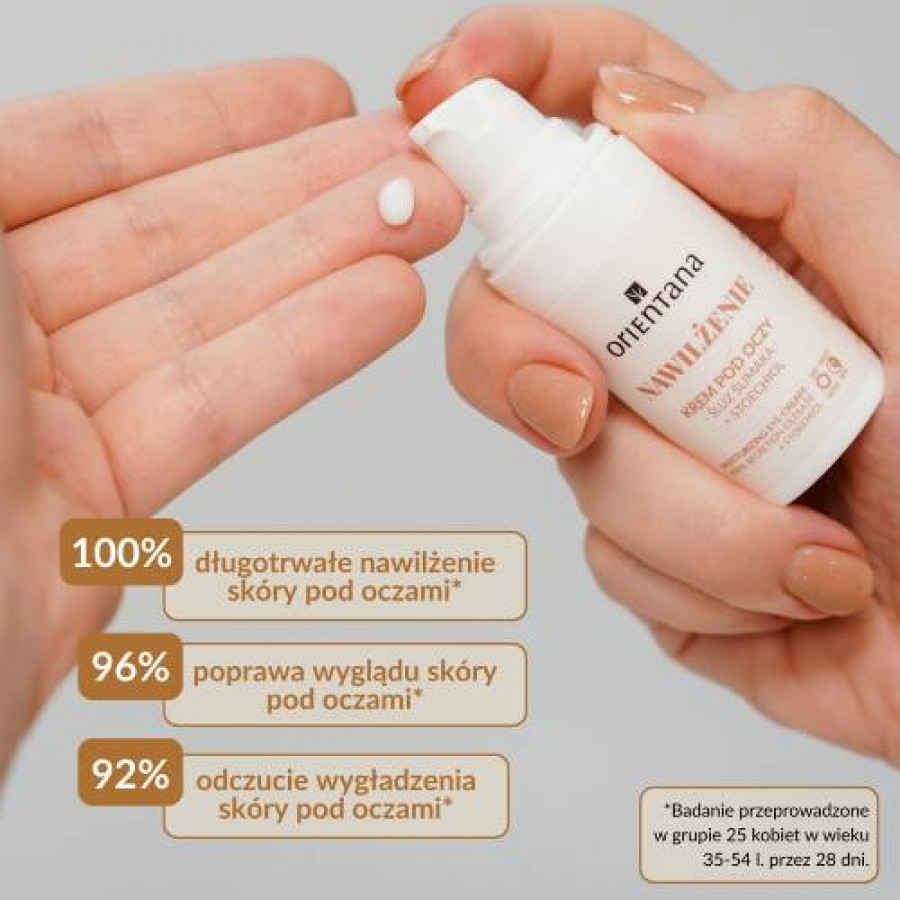 Miniaturka artykułu - #1 Orientana Naturalny krem nawilżający pod oczy ze śluzem ślimaka na cienie i przebarwienia, 15 ml