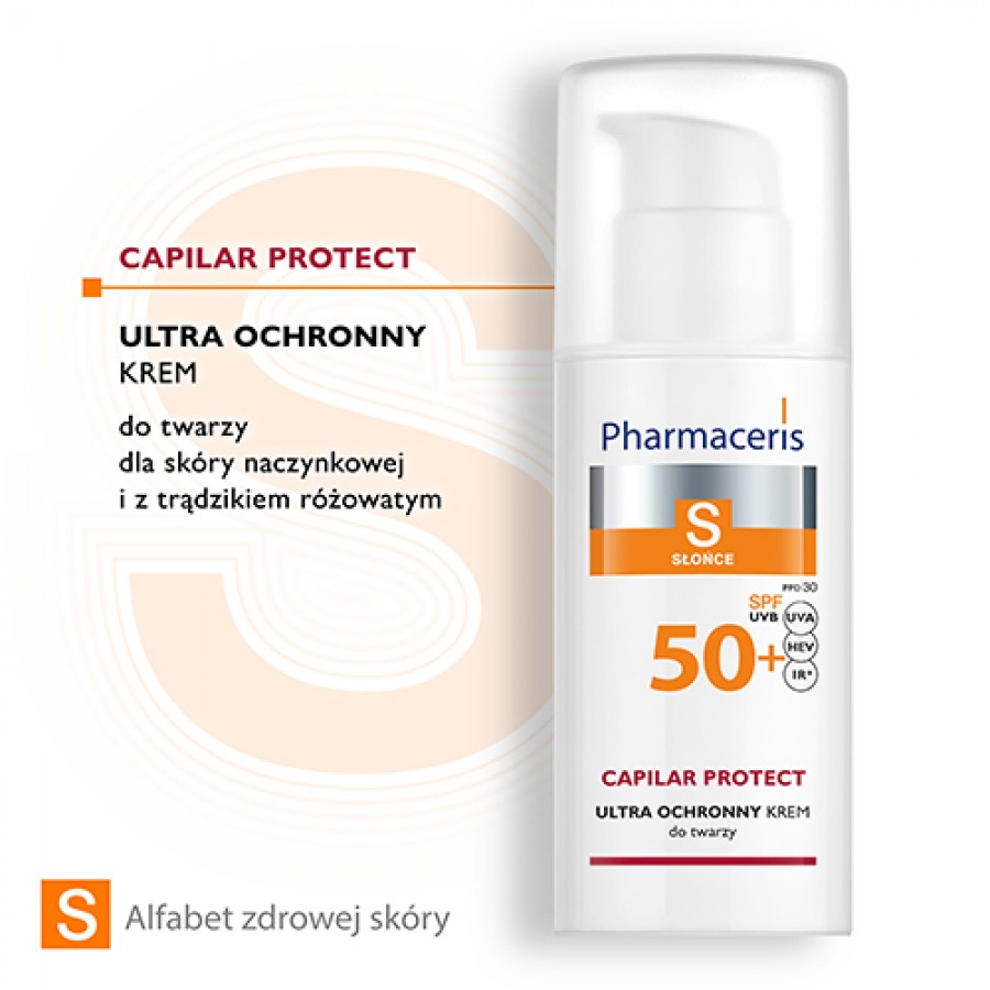 Miniaturka artykułu - #0 PHARMACERIS S krem ochronny spf50+ do sk&oacute;ry naczynkowej i z trądzikiem r&oacute;żowatym, 50 ml