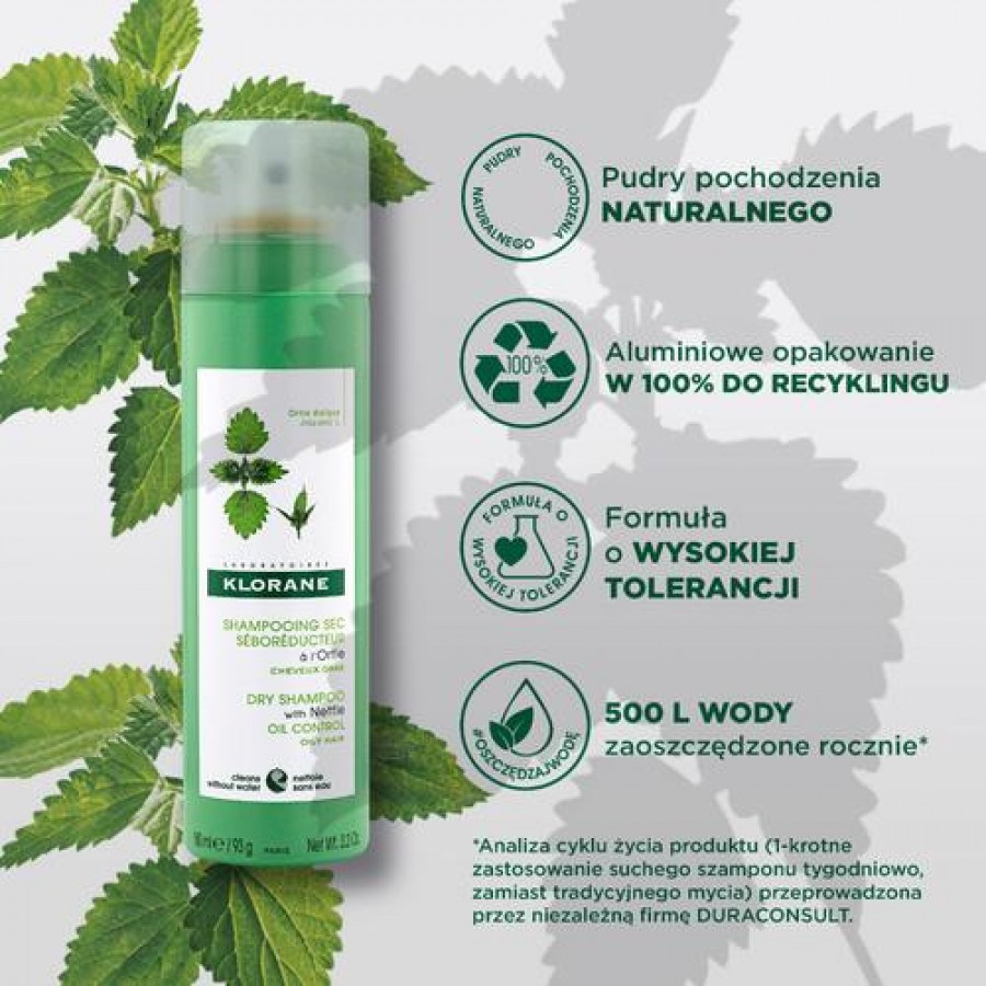 Miniaturka artykułu - #0 KLORANE Szampon suchy z pokrzywą, 150ml