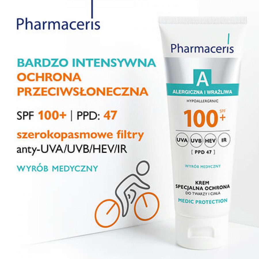 Miniaturka artykułu - #1 Pharmaceris A Medic Protection Krem specjalna ochrona do twarzy i ciała SPF 100+, 75 ml
