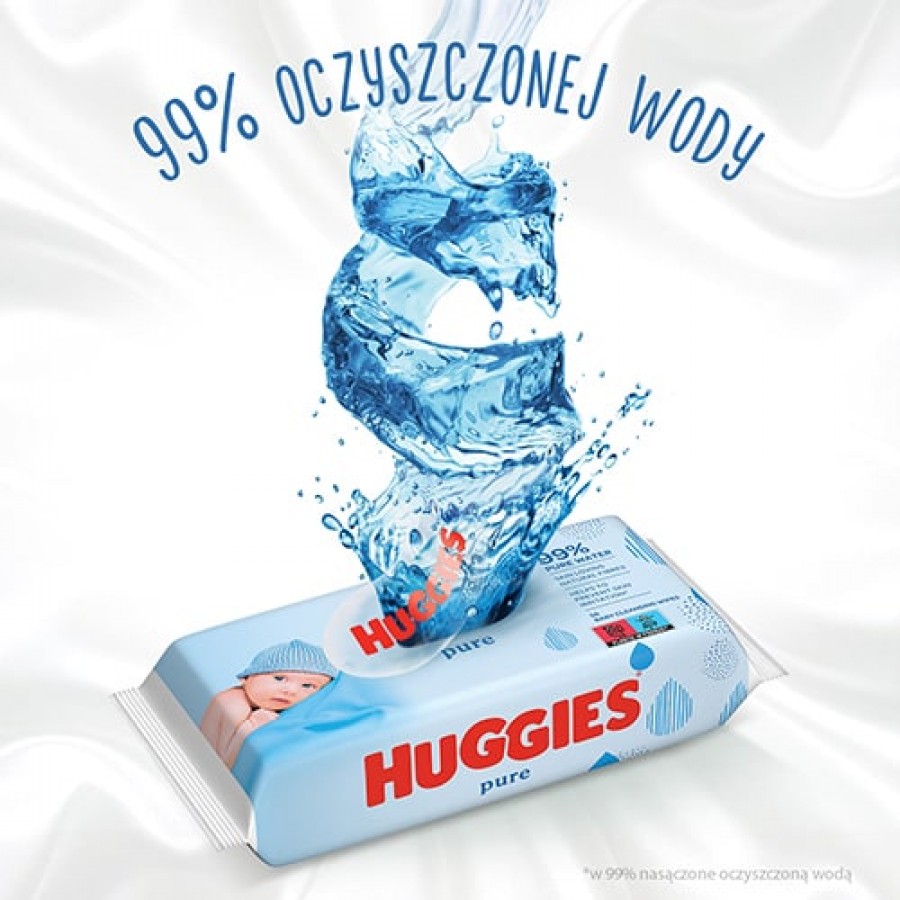 Zdjęcie produktu - 3 HUGGIES Pure Chusteczki nawilżane - 3x56szt.
