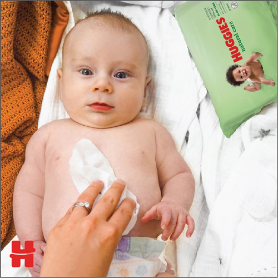 Miniaturka artykułu - #1 HUGGIES Natural Care Chusteczki nawilżane - 56szt.