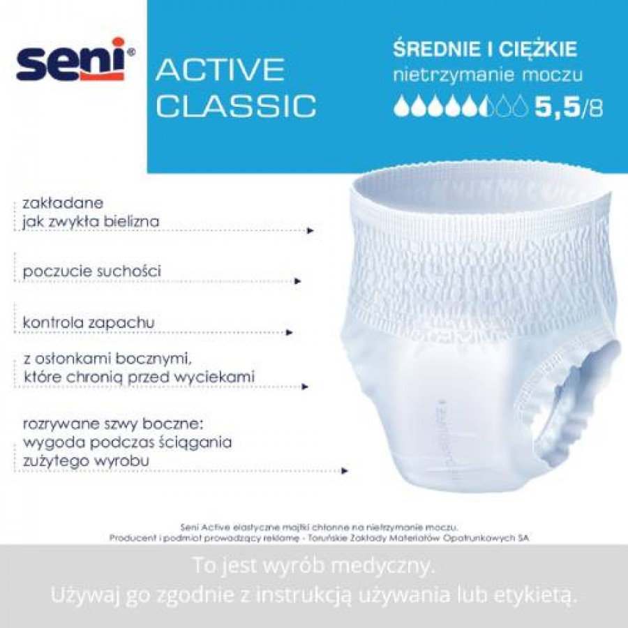 Zdjęcie produktu - 2 Majtki chłonne SENI ACTIVE CLASSIC MEDIUM (M)- 10szt