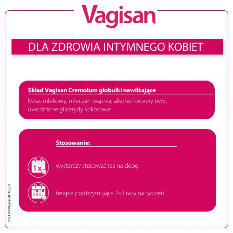 Zdjęcie produktu - 2 Vagisan Cremolum Globulki nawilżające - 16szt