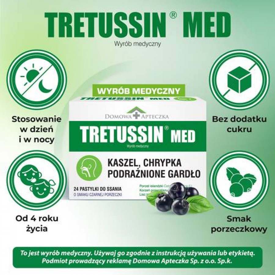 Zdjęcie produktu - 3 DOMOWA APTECZKA Tretussin Med, 24 pastylki
