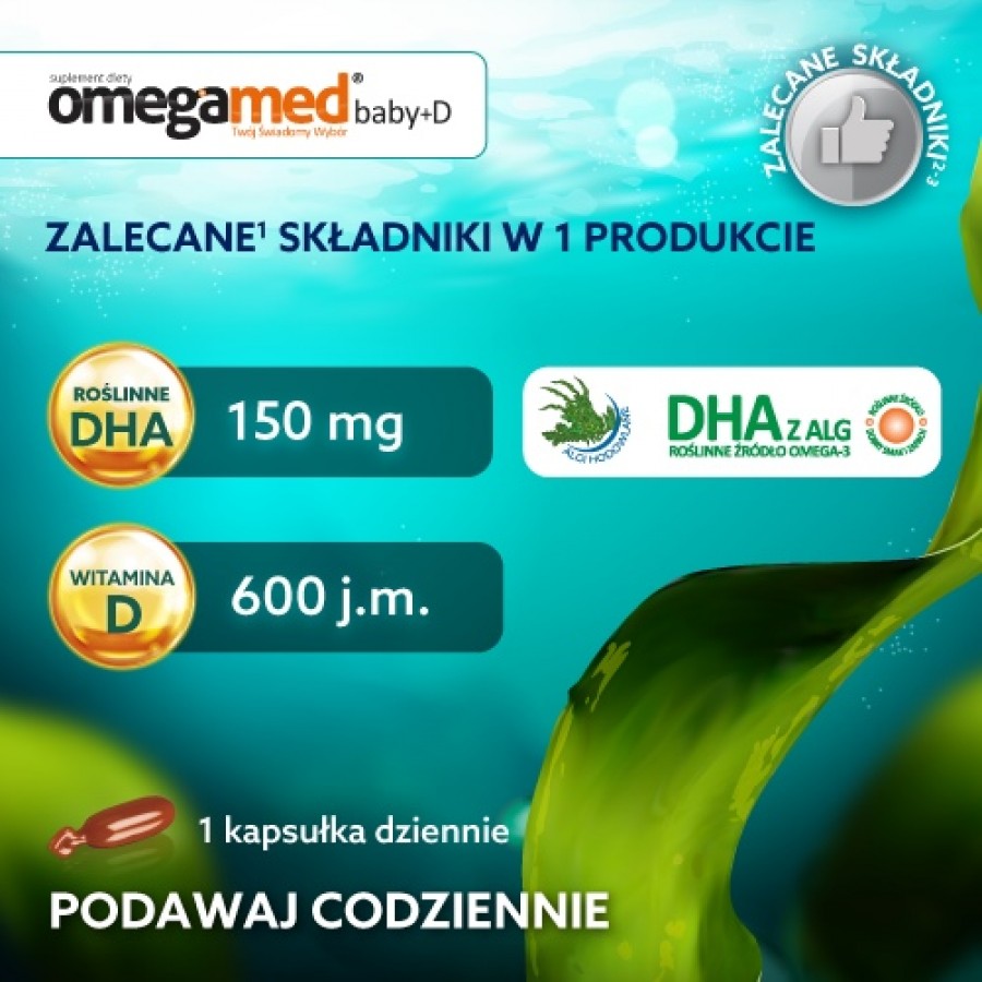 Miniaturka artykułu - #1 Omegamed Baby+D 6m+, 30 kaps. twistoff - suplement diety dla dzieci