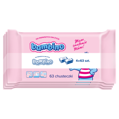 Miniaturka artykułu - #0 Bambino Chusteczki dla niemowląt, 4 x 63 sztuki