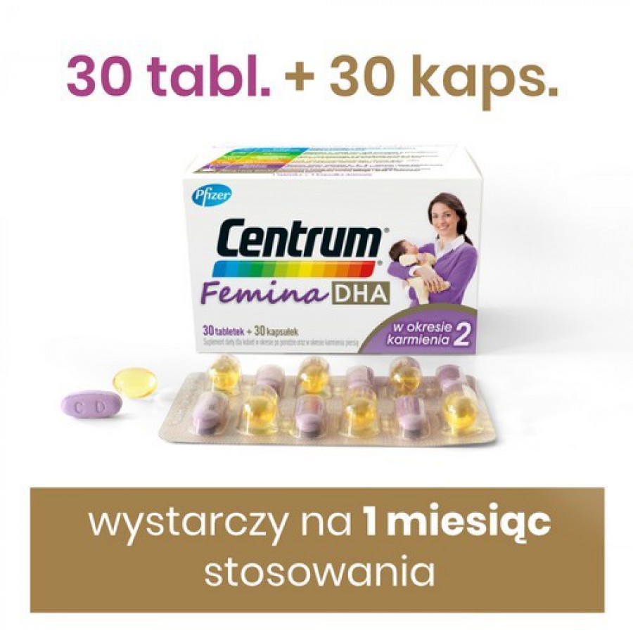 Miniaturka artykułu - #0 Centrum Femina 2 DHA okres karmienia, 30tab. + 30kaps.