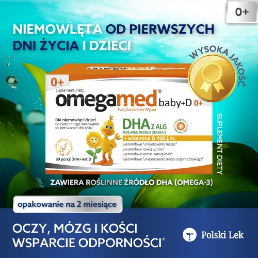 Miniaturka artykułu - #0 Omegamed Baby+D 0+, 60 kaps. - suplement diety dla dzieci i niemowląt