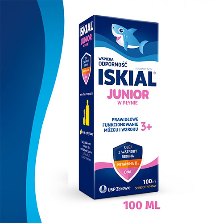 Miniaturka artykułu - #0 Iskial Junior w płynie, 100 ml - olej z wątroby rekina, witamina D, DHA
