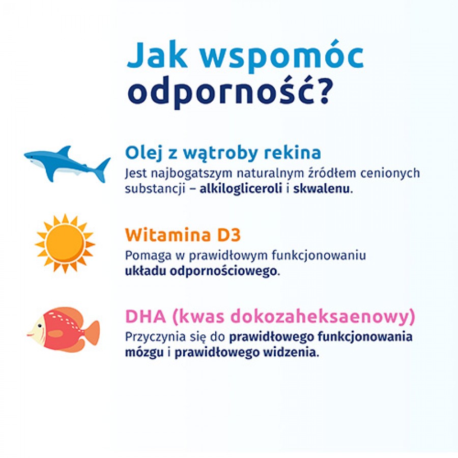 Miniaturka artykułu - #1 Iskial Junior w płynie, 100 ml - olej z wątroby rekina, witamina D, DHA