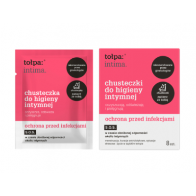 Zdjęcie produktu - 0 TOŁPA INTIMA Chusteczki do higieny intymnej, 8 szt.