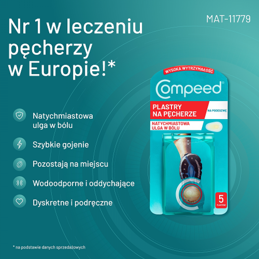 Miniaturka artykułu - #1 Compeed Plastry sportowe na pęcherze na podeszwie, 5 szt.