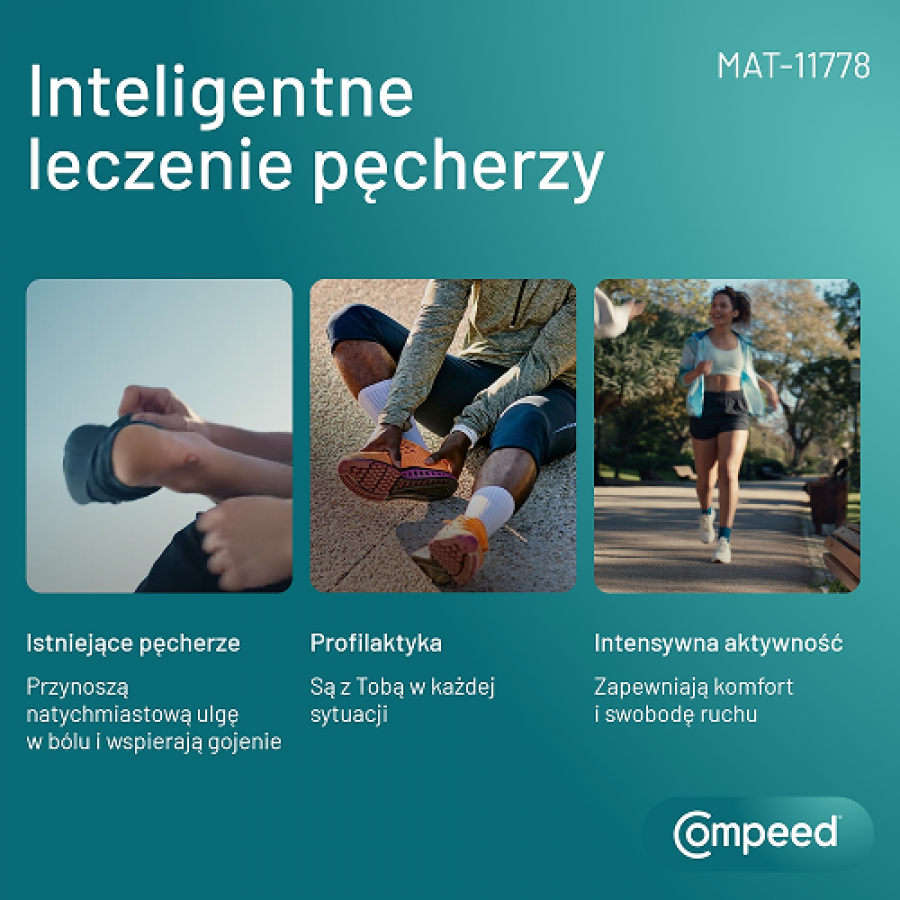 Zdjęcie produktu - 2 Compeed Plastry na pęcherze na piętach dla aktywnych średnie, 5 szt.