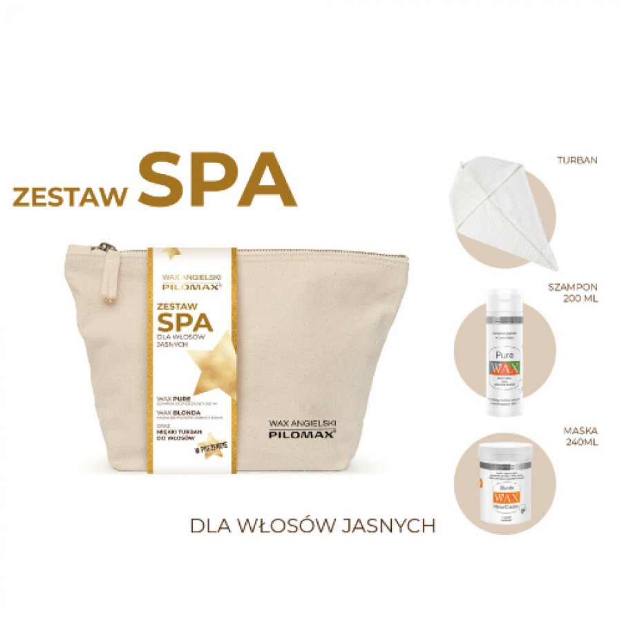 Miniaturka artykułu - #0 WAX PILOMAX Zestaw do włos&oacute;w jasnych, Szampon oczyszczający, 200ml + Maska regenerująca do włos&oacute;w jasnych, 240ml + turban