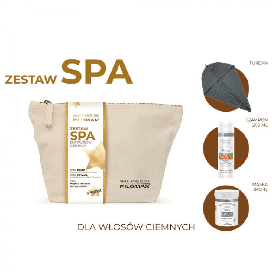 Miniaturka artykułu - #0 WAX PILOMAX Zestaw do włos&oacute;w ciemnych, Szampon oczyszczający, 200ml + Maska regenerująca do włos&oacute;w ciemnych, 480ml + turban