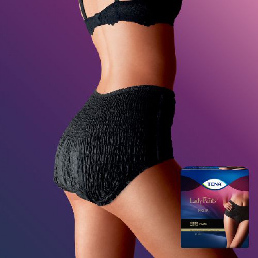 Zdjęcie produktu - 2 TENA Lady Pants Plus Noir M 75-105 cm, bielizna chłonna, 9 szt.