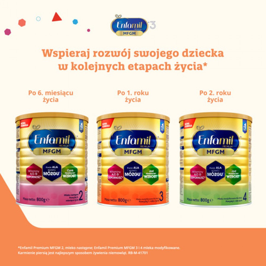 Zdjęcie produktu - 4 Enfamil Premium 3 Mleko modyfikowane powyżej 1. roku, 3200 g (4x800g)