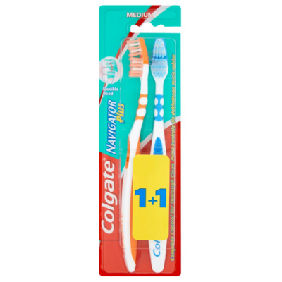 Zdjęcie produktu - 0 COLGATE Szczoteczka do zęb&oacute;w Navigator Plus średnia, 2 szt.