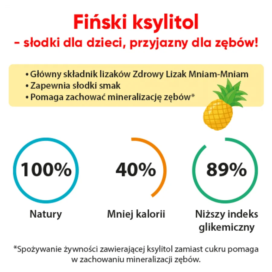 #3 – Zdrowy Lizak Mniam-Mniam smak ananasowy kształt łezki, 1 szt.