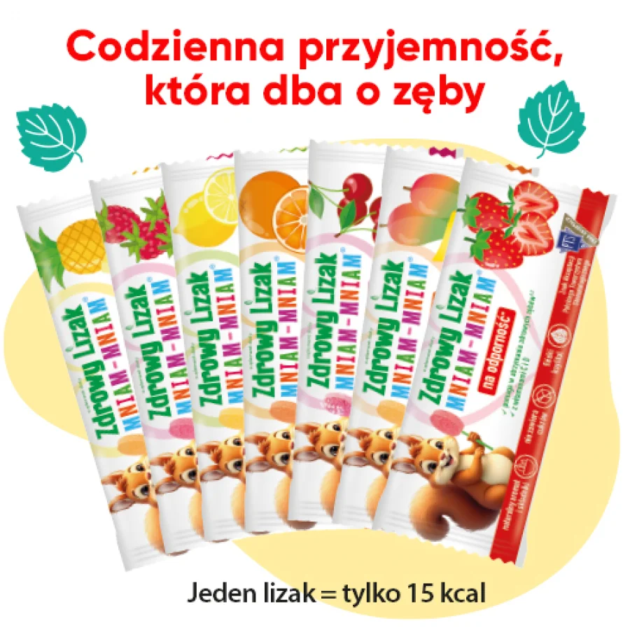 #4 – Zdrowy Lizak Mniam-Mniam smak ananasowy kształt łezki, 1 szt.