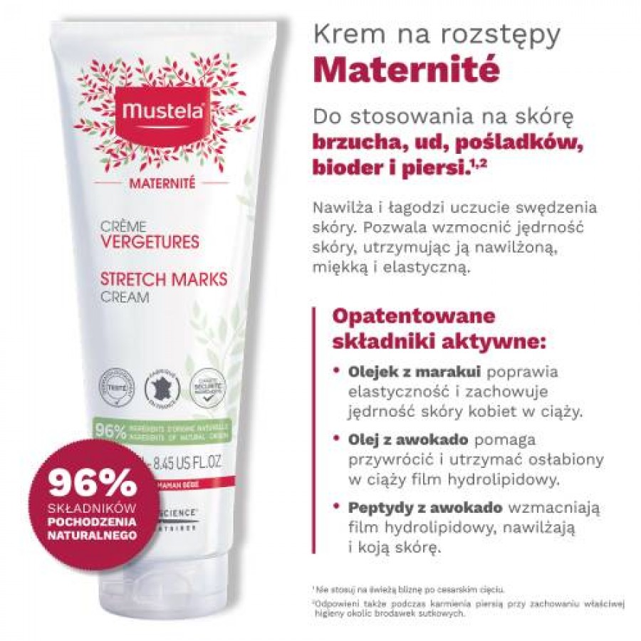 Zdjęcie produktu - 2 Mustela Maternite krem na rozstępy, 250 ml