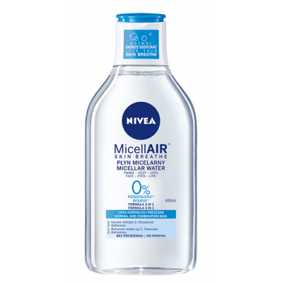 Miniaturka artykułu - #0 NIVEA MicellAIR Płyn micelarny 3w1 cera normalna i mieszana, 400ml