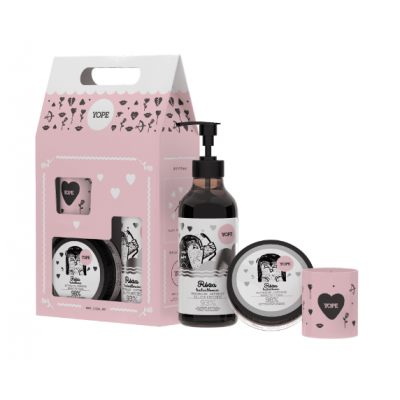 Miniaturka artykułu - #0 YOPE ZESTAW Żel pod prysznic, 400 ml + Masło do ciała, 200 ml + Świeca, 60g