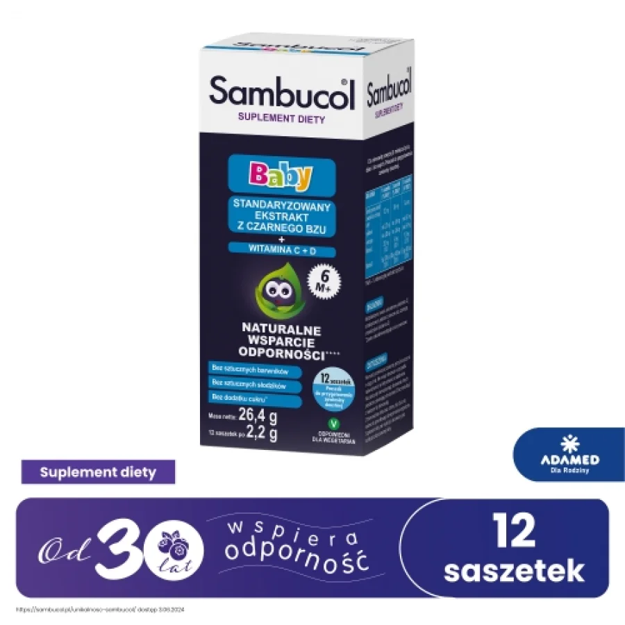 #4 – Sambucol Baby - czarny bez, witamina C i D, 12 sasz.