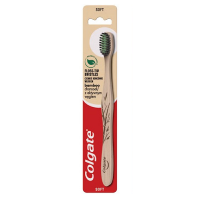 Miniaturka artykułu - #0 COLGATE Szczoteczka do zęb&oacute;w bamboo z węglem soft, 1 szt.