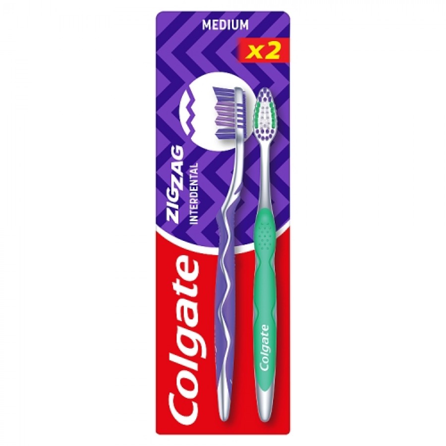 Zdjęcie produktu - 2 Colgate ZigZag Szczoteczka do zęb&oacute;w średnia, 2 szt.