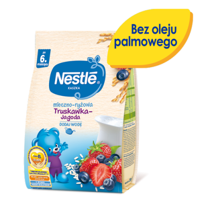 Miniaturka artykułu - #0 NESTLE Kaszka mleczno-ryżowa truskawka jagoda, 230g