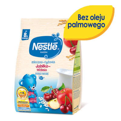 Miniaturka artykułu - #0 NESTLE kaszka mleczno-ryżowa jabłko wiśnia po 8. miesiącu, 230g