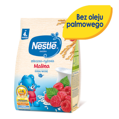 Miniaturka artykułu - #0 NESTLE Kaszka mleczno-ryżowa malina po 4. miesiącu, 230g