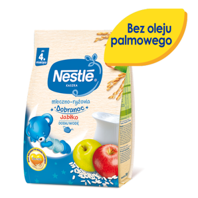 Miniaturka artykułu - #0 NESTLE Kaszka mleczno-ryżowa Dobranoc Jabłko po 4. miesiącu, 230g
