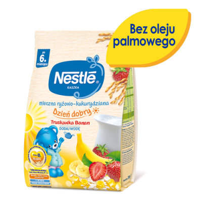 Miniaturka artykułu - #0 NESTLE Kaszka mleczno-ryżowo-kukurydziana banan/truskawka po 6. miesiącu, 230g