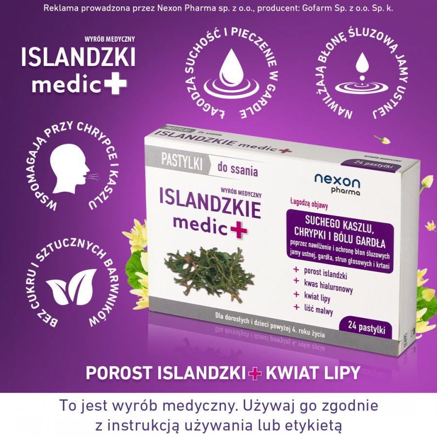 Miniaturka artykułu - #0 NEXON Islandzkie medic+, 24 pastylki do ssania