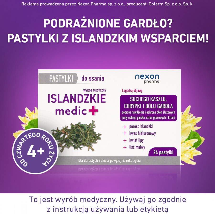 Miniaturka artykułu - #1 NEXON Islandzkie medic+, 24 pastylki do ssania
