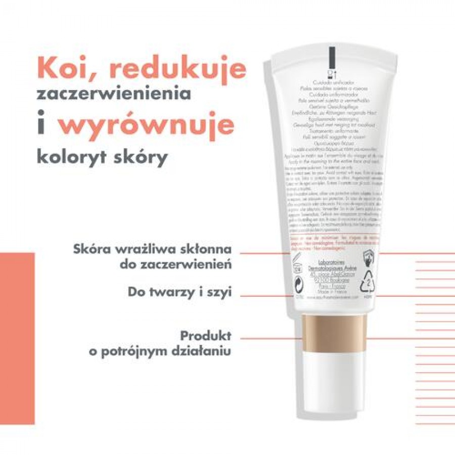 Miniaturka artykułu - #1 AVENE ANTIROUGEURS UNIFY Pielęgnujący krem wyr&oacute;wnujący koloryt, 40ml
