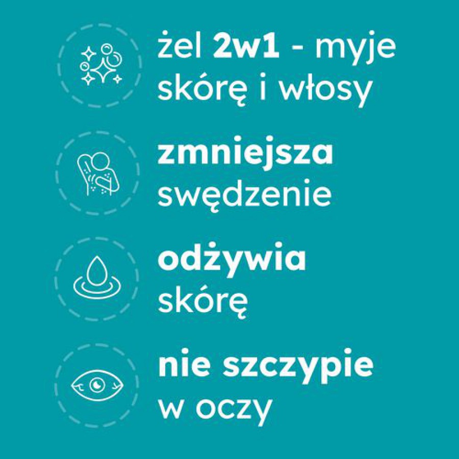 Zdjęcie produktu - 2 ELODERM Żel do mycia ciała i włos&oacute;w 2w1, 400ml
